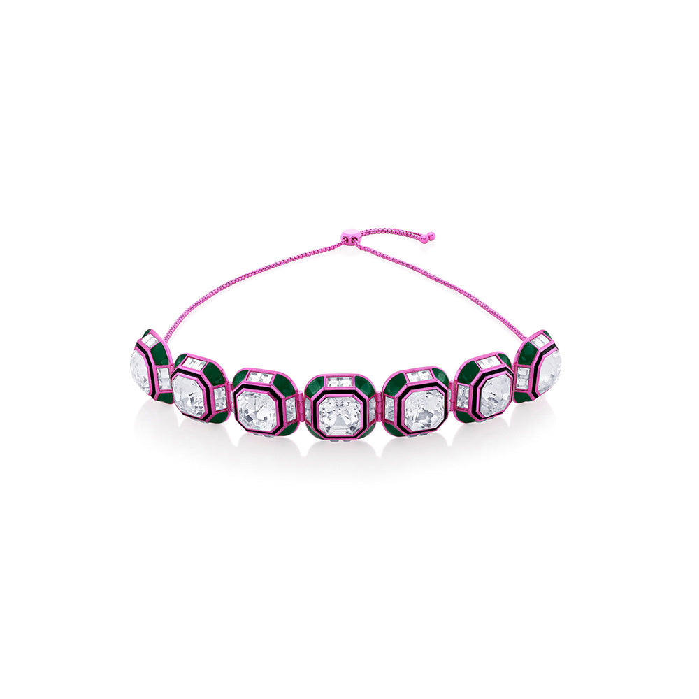 Isharya Hyper Pink Crystal Choker In Signature Colored Plating