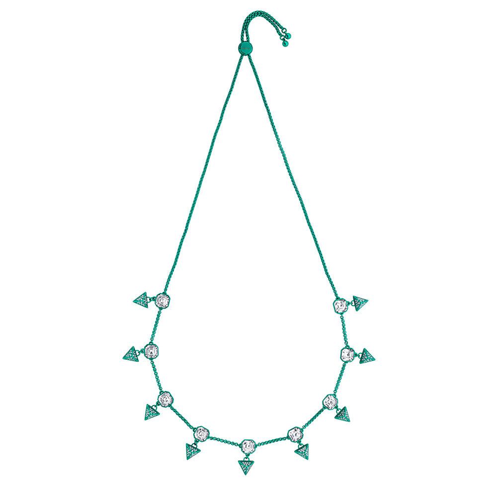 Isharya Jungle Green Pyramid Crystal Necklace In Signature Colored Plating