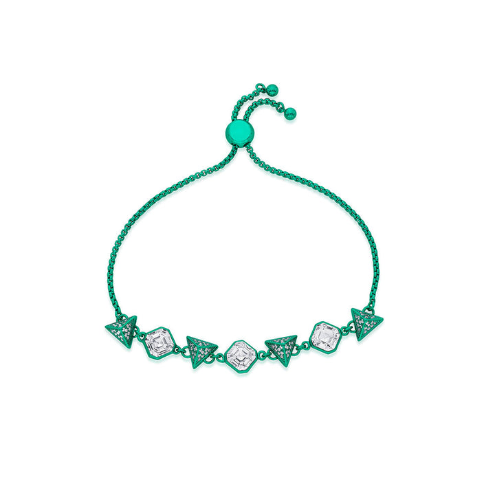 Isharya Jungle Green Crystal Pyramid Bracelet In Signature Colored Plating