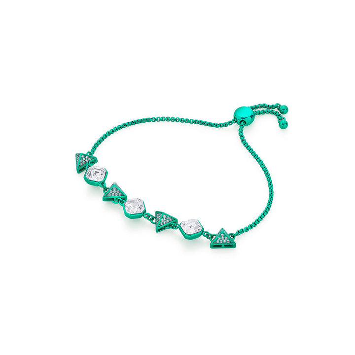 Isharya Jungle Green Crystal Pyramid Bracelet In Signature Colored Plating