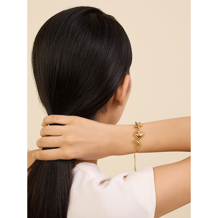 Isharya Aqua Gold Charm in 18Kt Gold Plated Bracelet