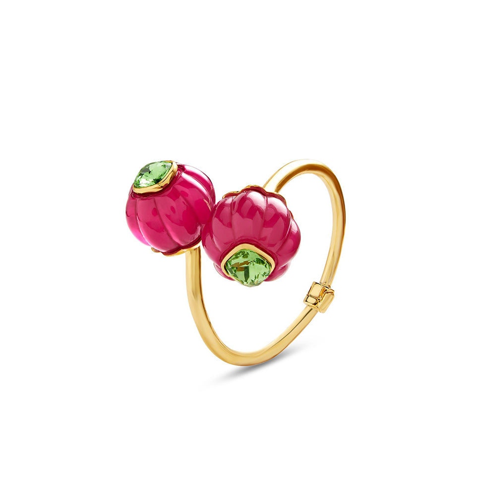 Isharya Pink & Aqua Open Cuff in 18Kt Gold Plated Bracelet