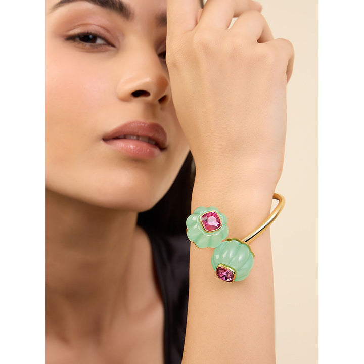 Isharya Aqua Open Cuff in 18Kt Gold Plated Bracelet