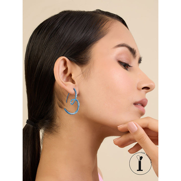 Isharya Blue Heart in Signature Colored Plating Earrings