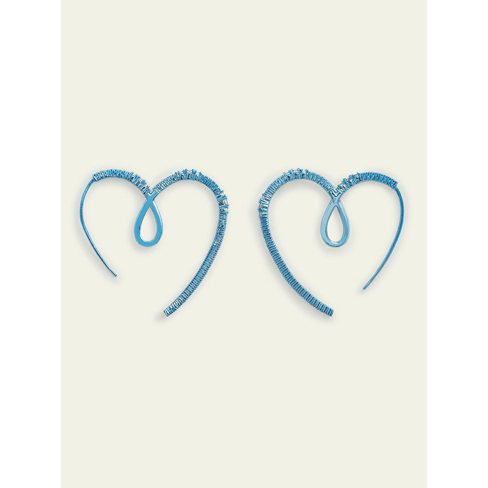 Isharya Blue Heart in Signature Colored Plating Earrings