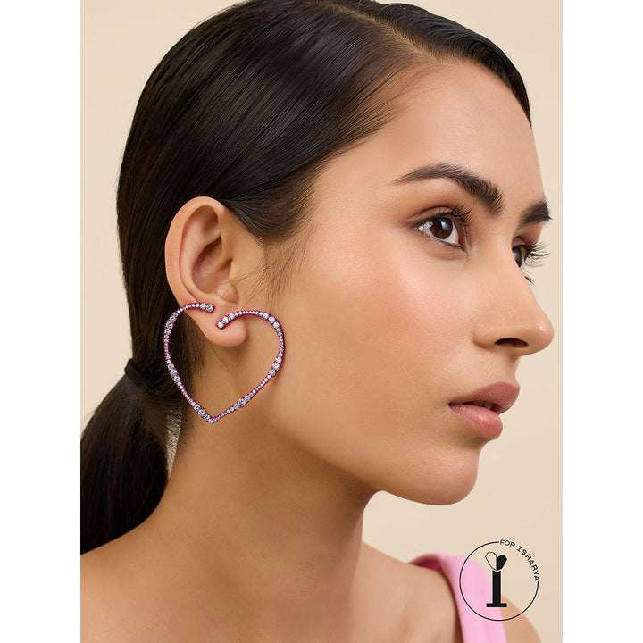 Isharya Big Pink Heart in Signature Colored Plating Earrings