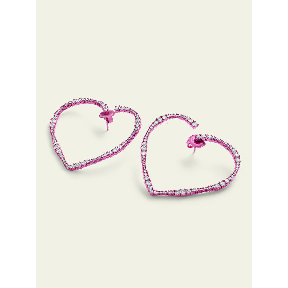 Isharya Big Pink Heart in Signature Colored Plating Earrings