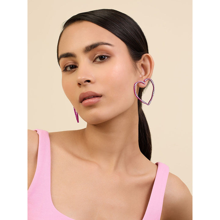 Isharya Big Pink Heart in Signature Colored Plating Earrings