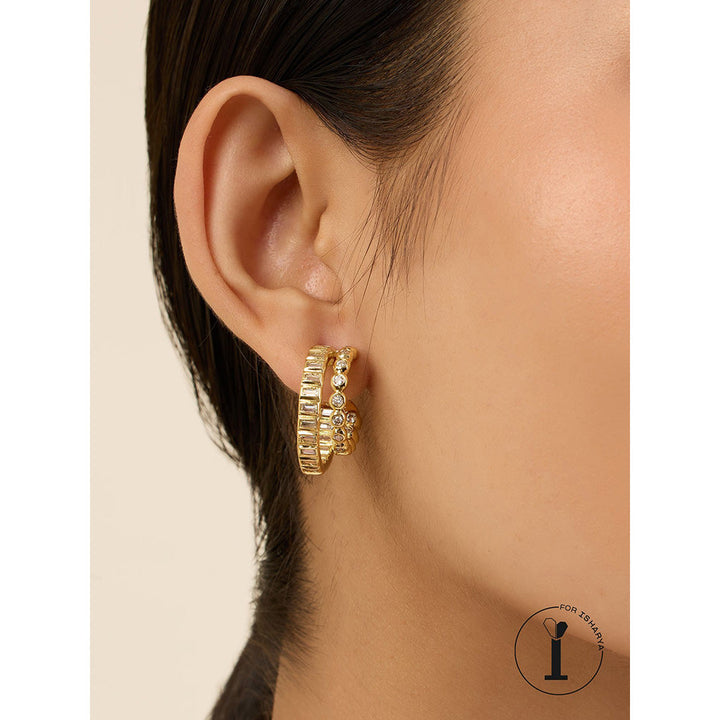 Isharya Chunky Double in 18Kt Gold Plated Earrings