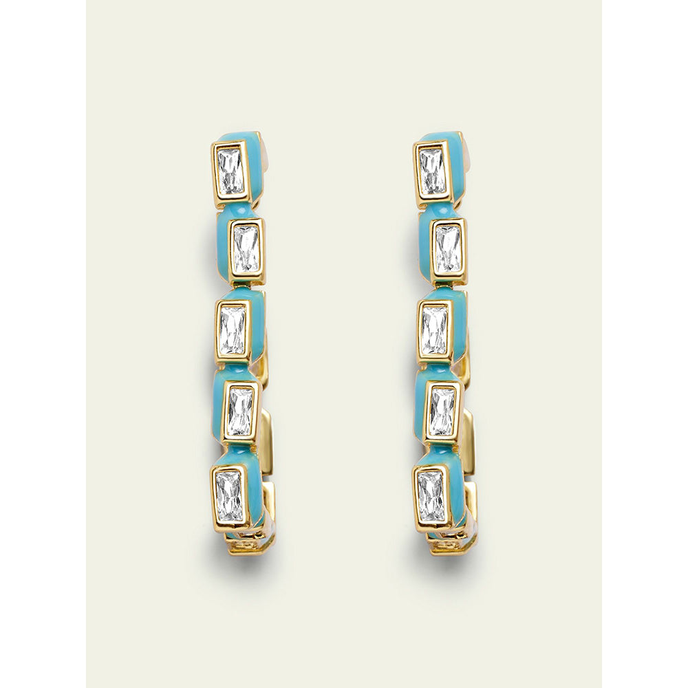 Isharya Blue Square in 18Kt Gold Plated Earrings