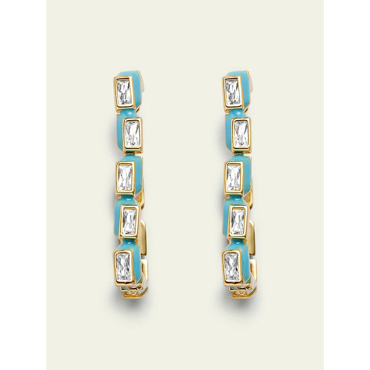 Isharya Blue Square in 18Kt Gold Plated Earrings