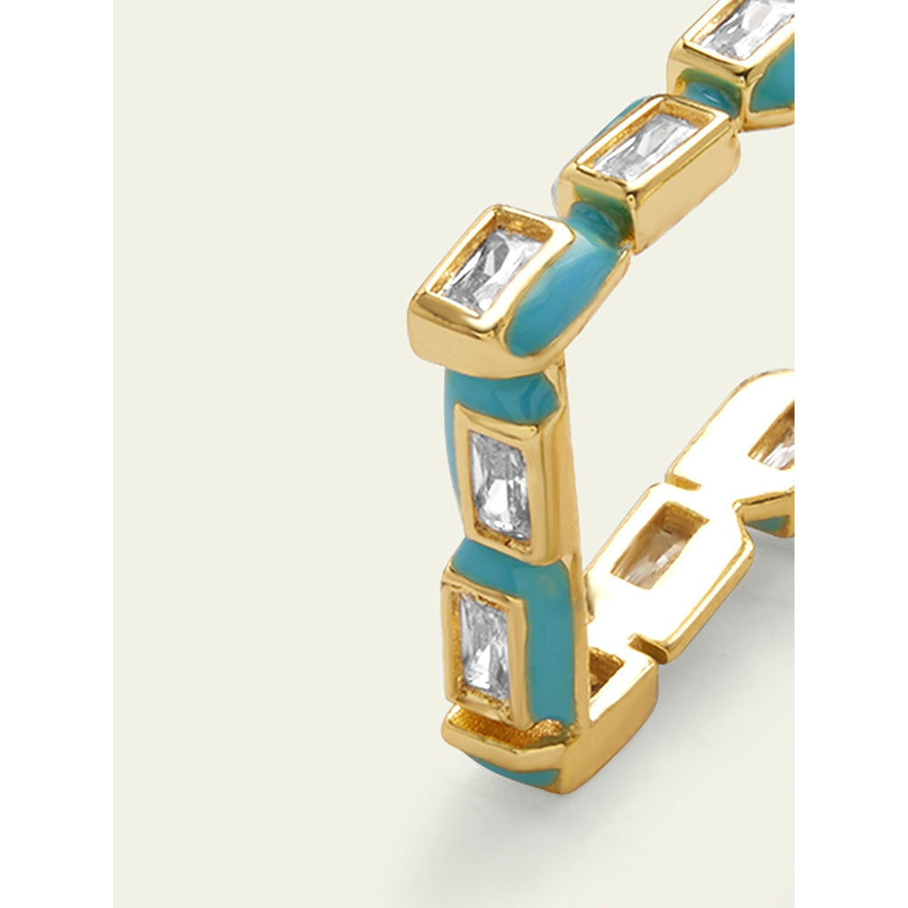 Isharya Blue Square in 18Kt Gold Plated Earrings