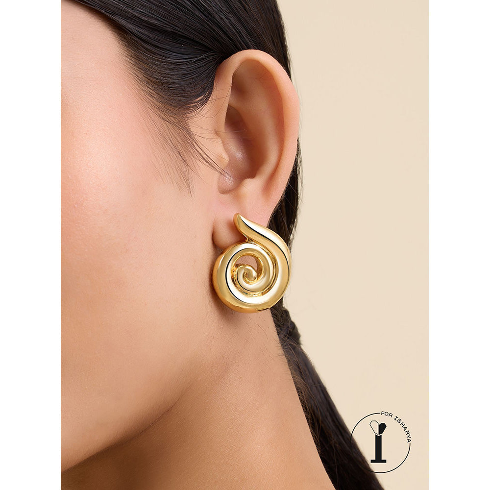 Isharya Gold Shell in 18Kt Gold Plated Earrings