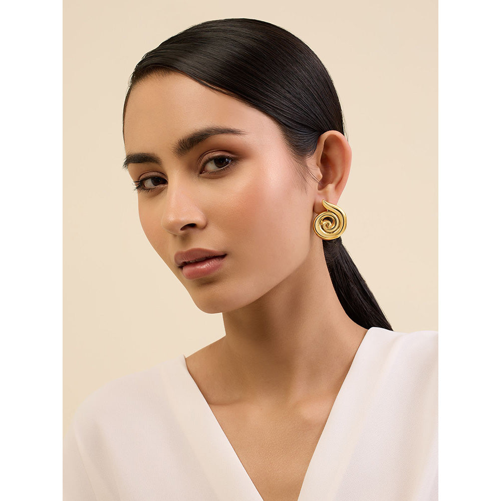 Isharya Gold Shell in 18Kt Gold Plated Earrings