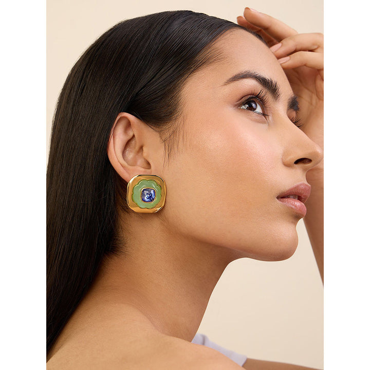 Isharya Aqua Cool Statement in 18Kt Gold Plated Earrings