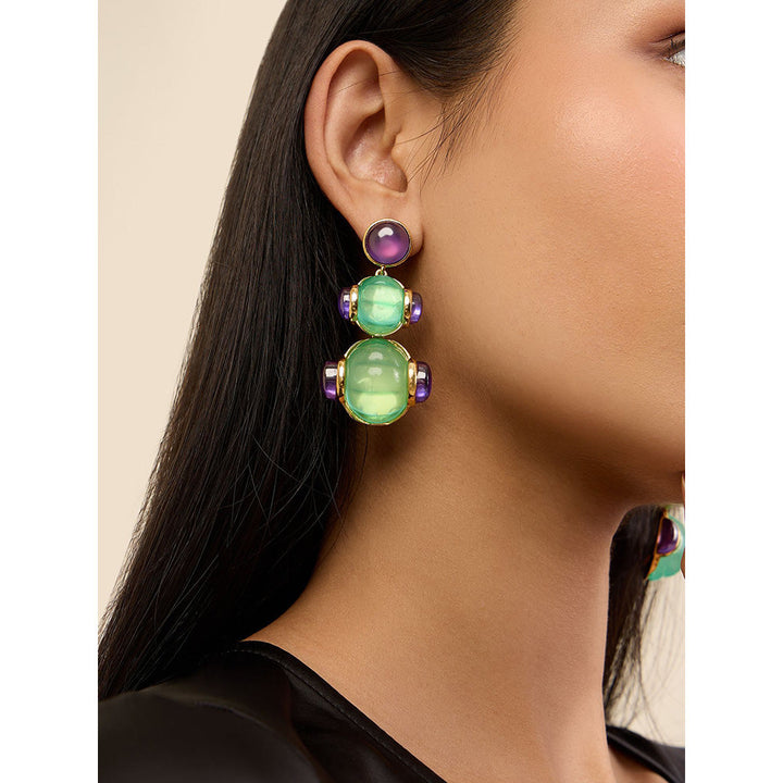 Isharya Aqua Amethyst in 18Kt Gold Plated Earrings