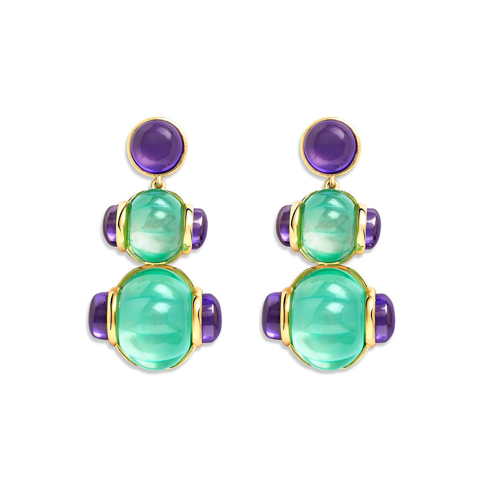 Isharya Aqua Amethyst in 18Kt Gold Plated Earrings