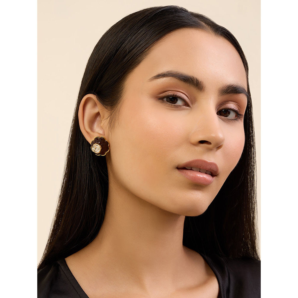 Isharya Back To Black in 18Kt Gold Plated Earrings