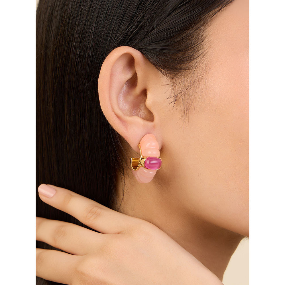 Isharya Pretty in Pink in 18Kt Gold Plated Earrings