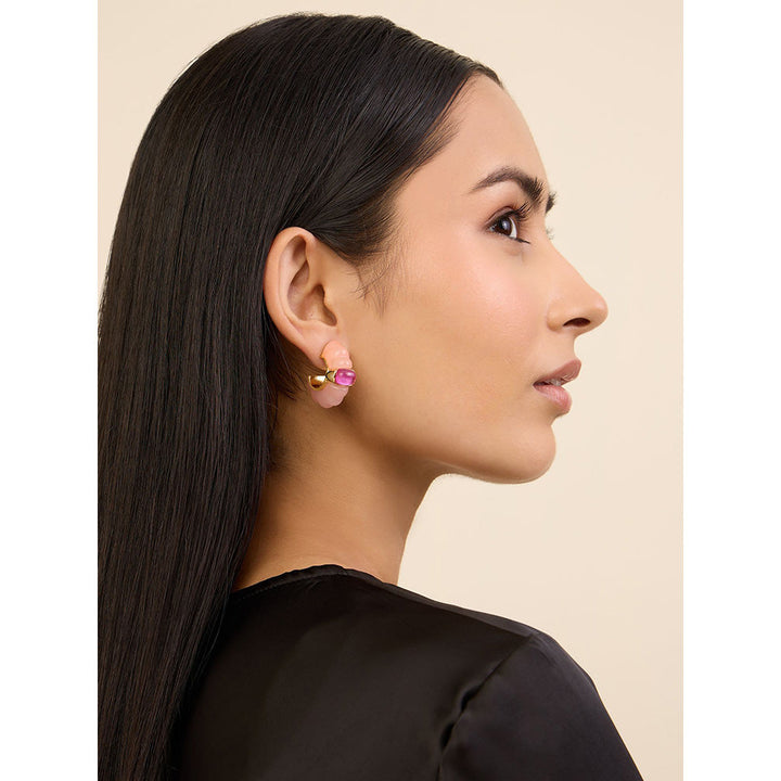 Isharya Pretty in Pink in 18Kt Gold Plated Earrings