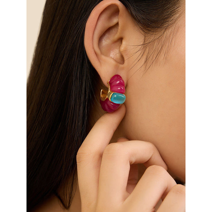 Isharya Pink Things Resin in 18Kt Gold Plated Earrings