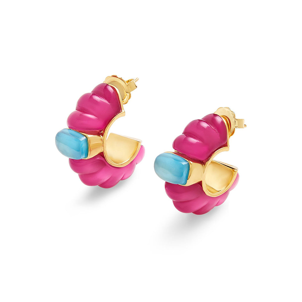 Isharya Pink Things Resin in 18Kt Gold Plated Earrings