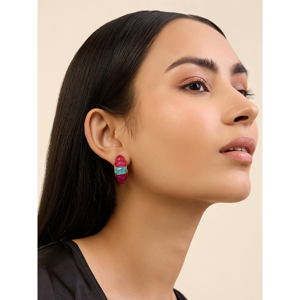 Isharya Pink Things Resin in 18Kt Gold Plated Earrings