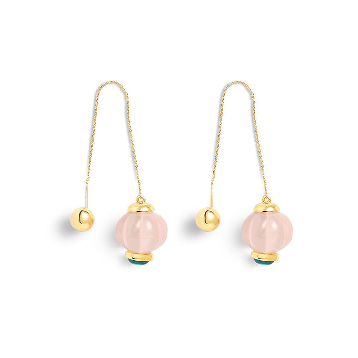 Isharya Pink Needle Thread in 18Kt Gold Plated Earrings