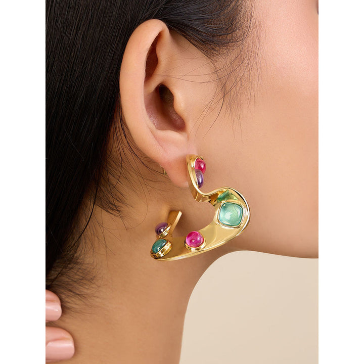 Isharya Hidden Gems in 18Kt Gold Plated Earrings