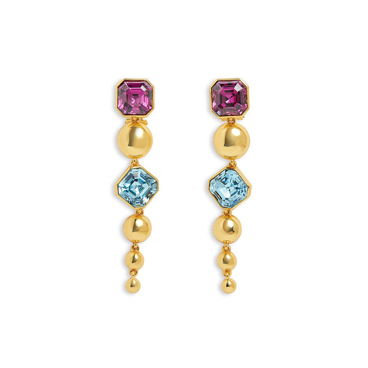 Isharya Long Hidden Gems Danglers in 18Kt Gold Plated Earrings