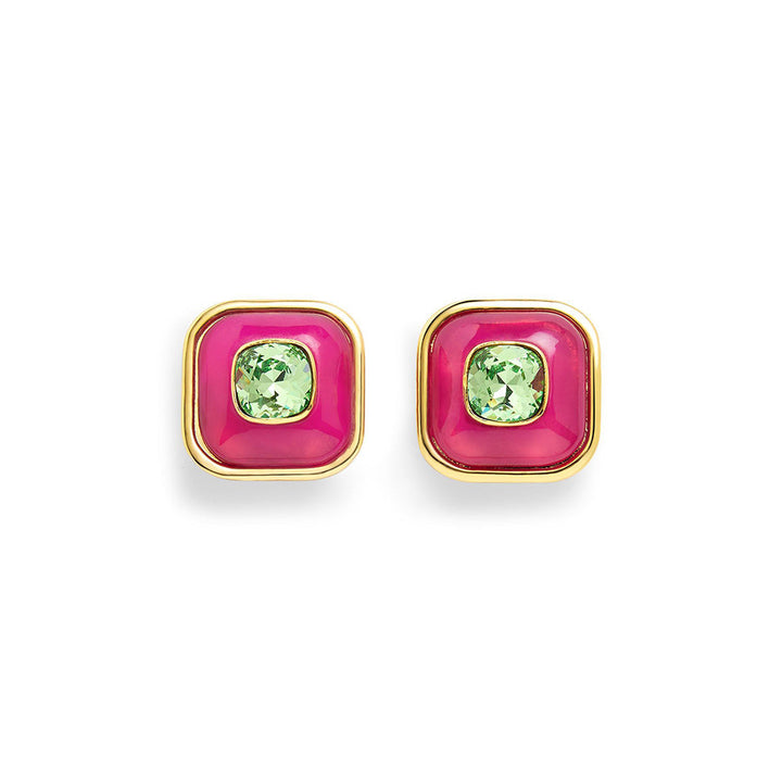 Isharya Pink & Green Classic in 18Kt Gold Plated Earrings