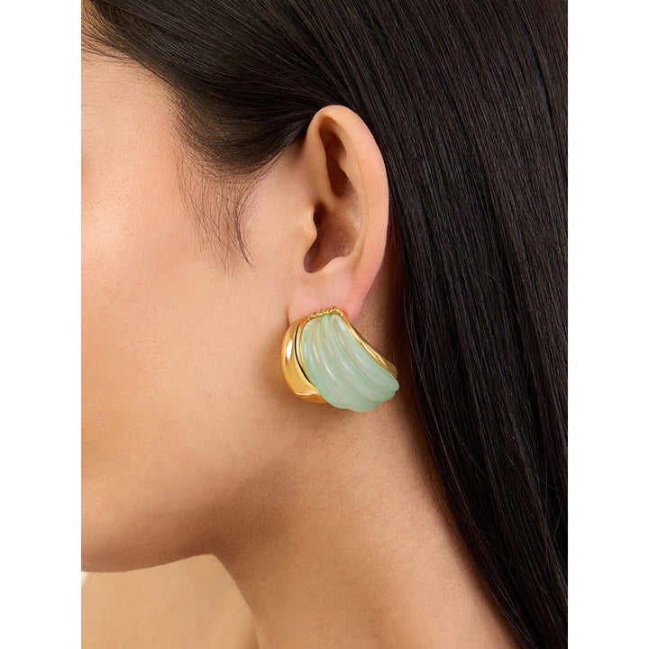 Isharya Green Shell in 18Kt Gold Plated Earrings