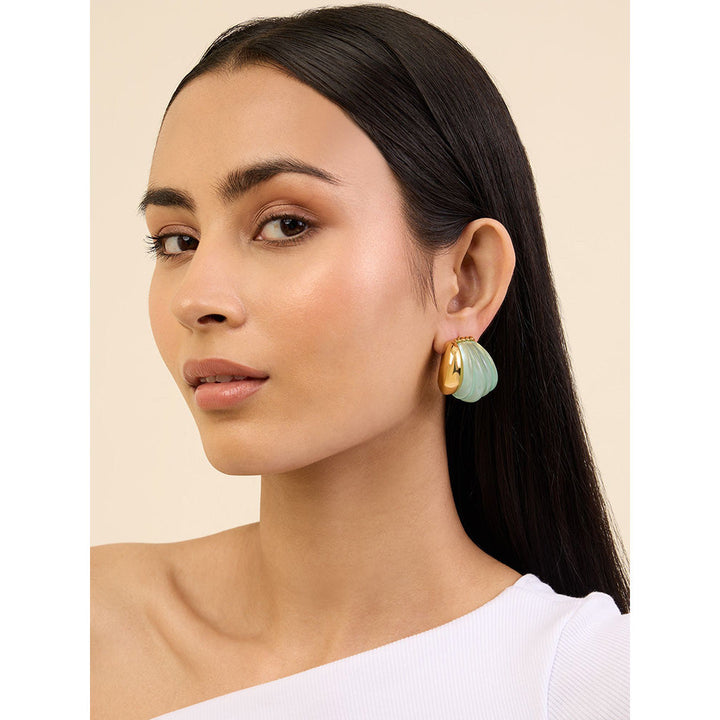 Isharya Green Shell in 18Kt Gold Plated Earrings