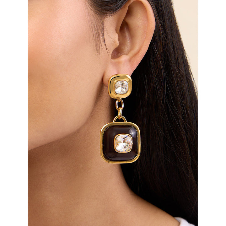 Isharya Chunky Crystal in 18Kt Gold Plated Earrings