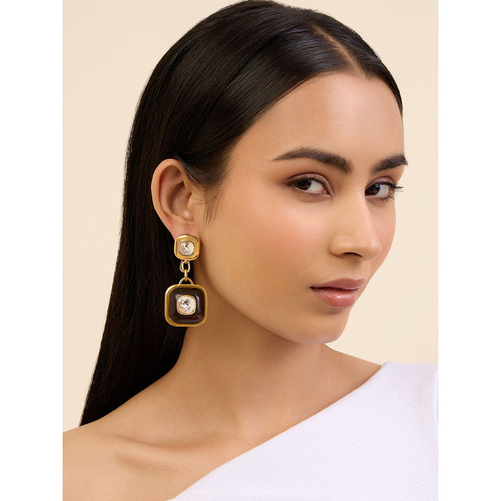 Isharya Chunky Crystal in 18Kt Gold Plated Earrings