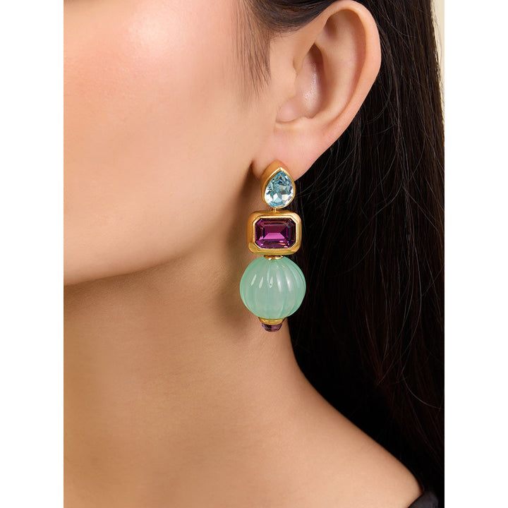 Isharya Hidden Gems in 18Kt Gold Plated Earrings