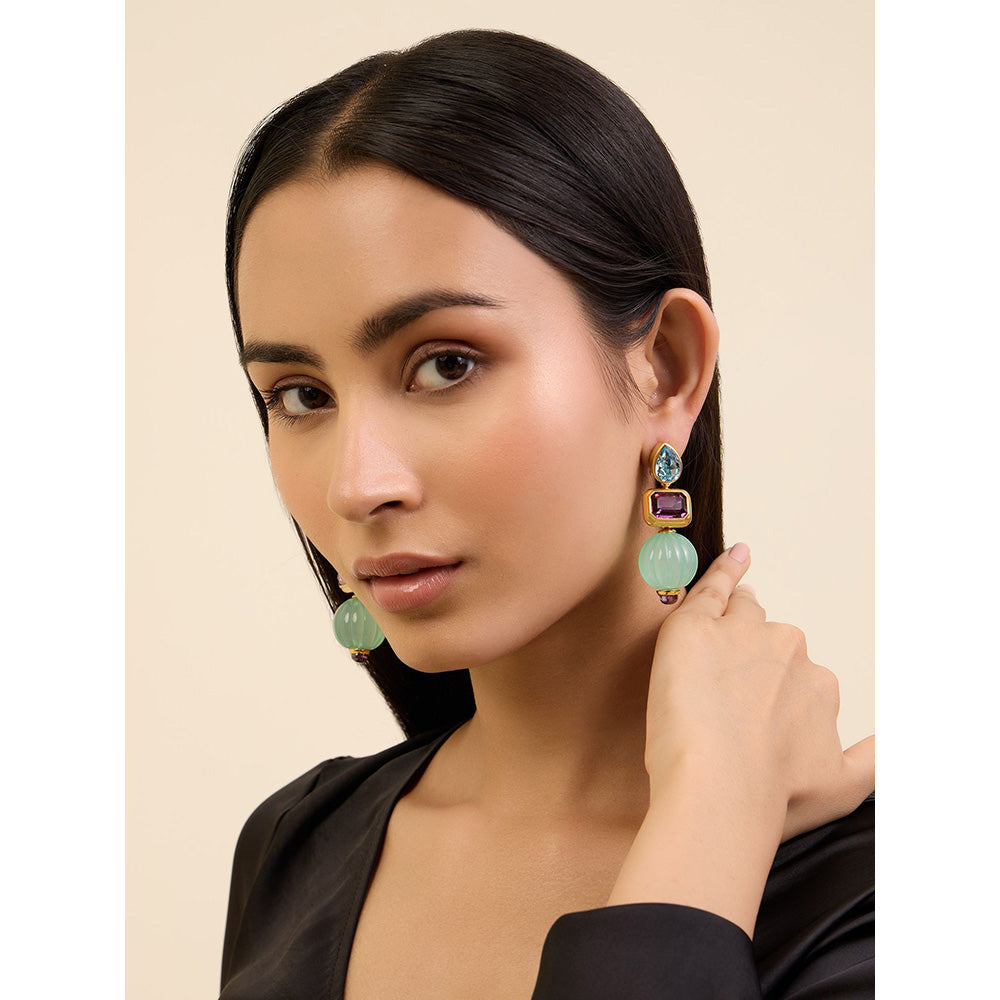 Isharya Hidden Gems in 18Kt Gold Plated Earrings