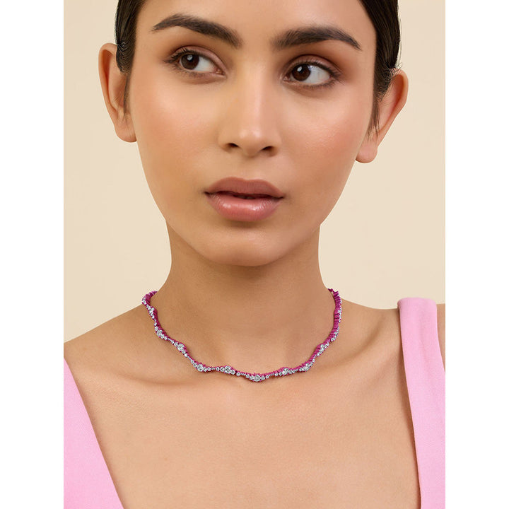 Isharya Pink Wave in Signature Colored Plating Necklace