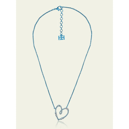 Isharya Blue Heart Pendant in Signature Colored Plating Necklace