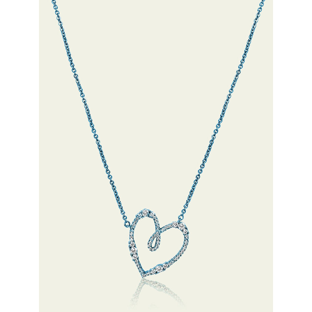 Isharya Blue Heart Pendant in Signature Colored Plating Necklace
