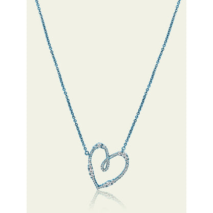 Isharya Blue Heart Pendant in Signature Colored Plating Necklace