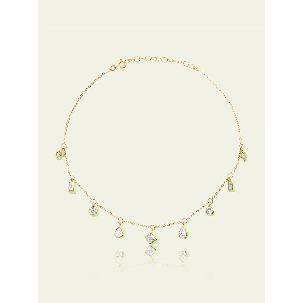 Isharya Green Fixed Charm in 18Kt Gold Plated Necklace