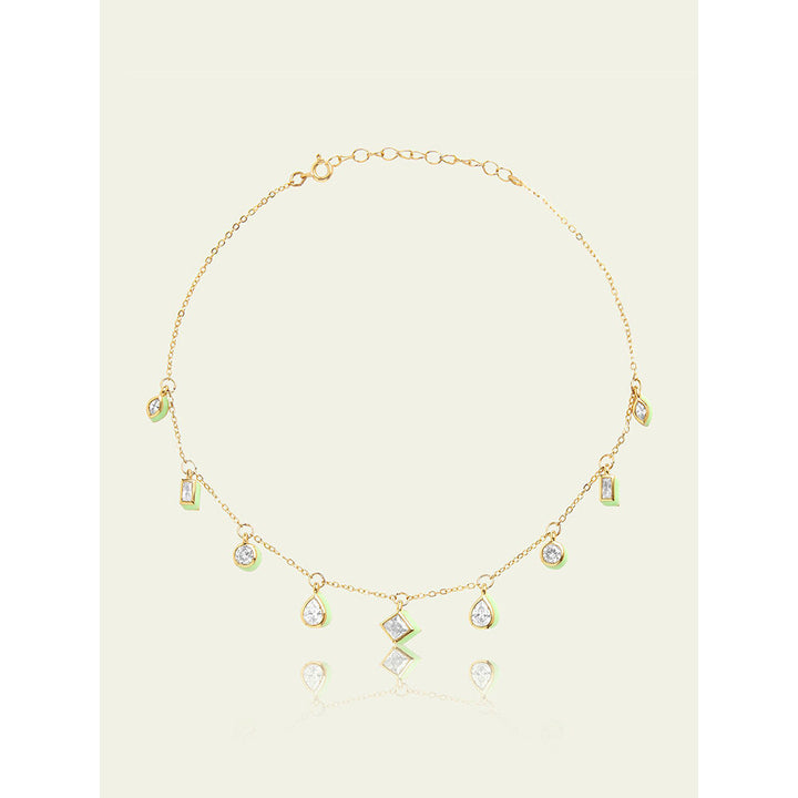 Isharya Green Fixed Charm in 18Kt Gold Plated Necklace