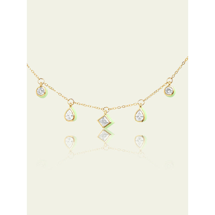 Isharya Green Fixed Charm in 18Kt Gold Plated Necklace