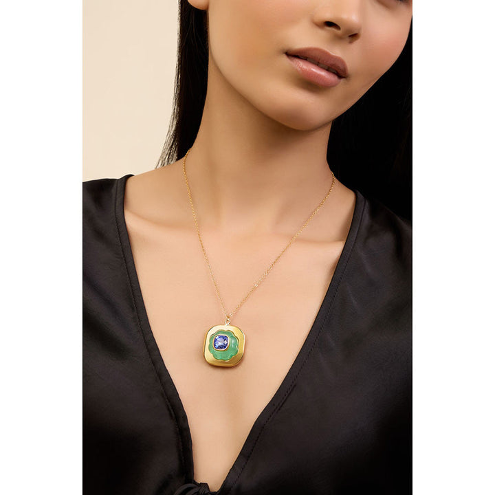 Isharya Aqua Cool Pendant in 18Kt Gold Plated Necklace