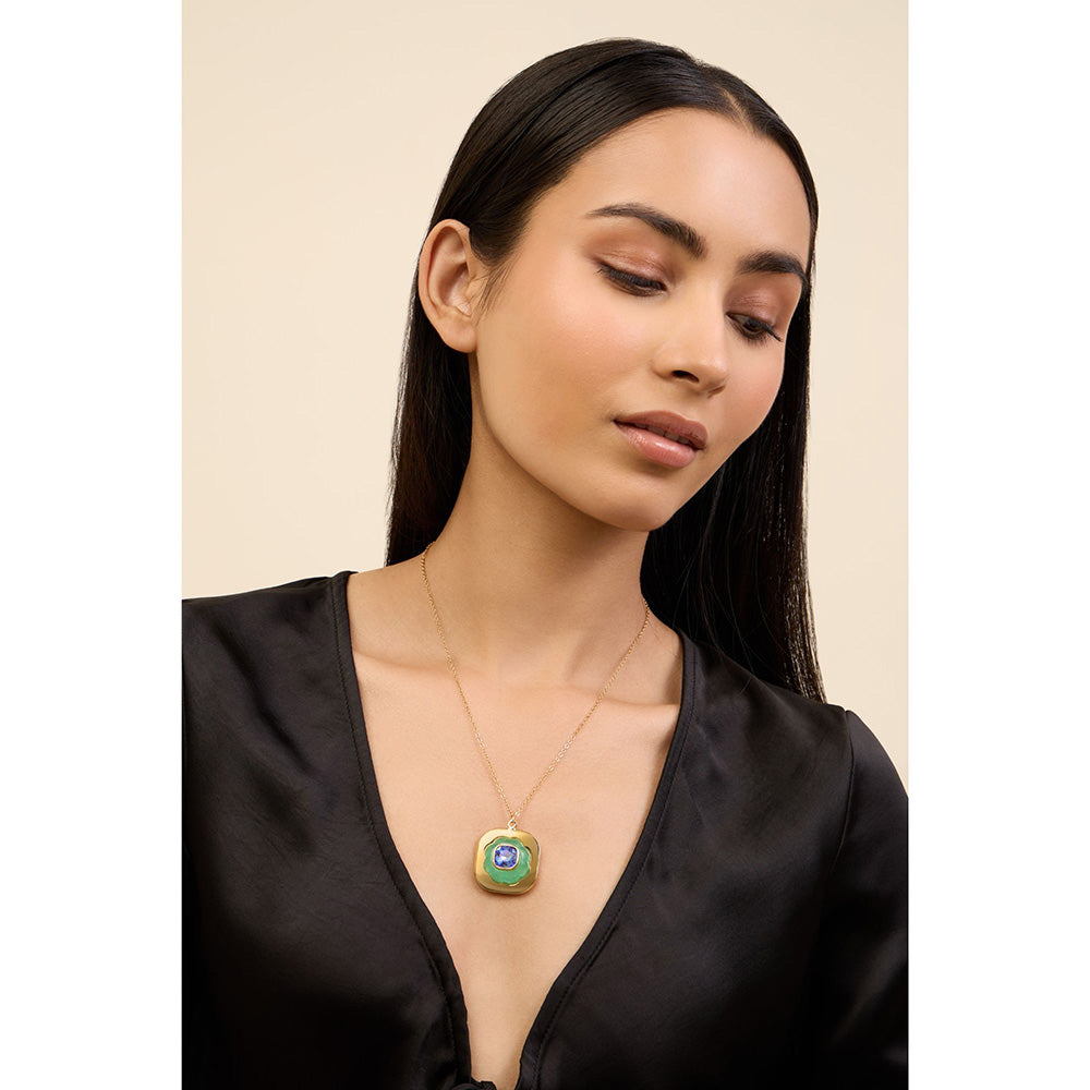 Isharya Aqua Cool Pendant in 18Kt Gold Plated Necklace