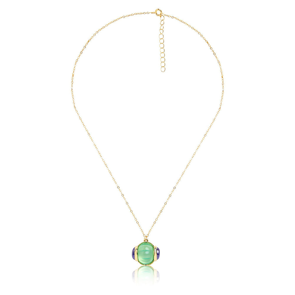 Isharya Blue Corundum Pendant in 18Kt Gold Plated Necklace