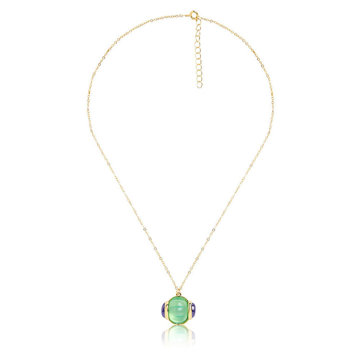 Isharya Blue Corundum Pendant in 18Kt Gold Plated Necklace