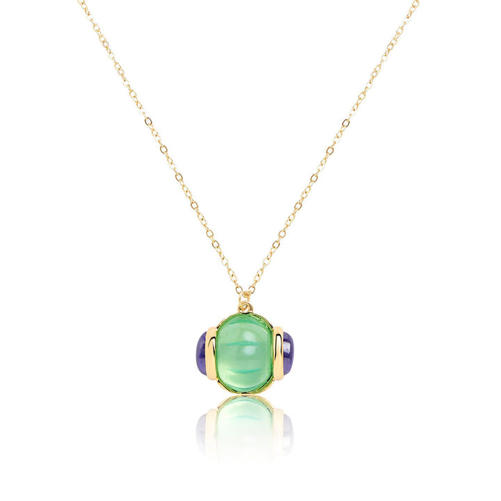 Isharya Blue Corundum Pendant in 18Kt Gold Plated Necklace