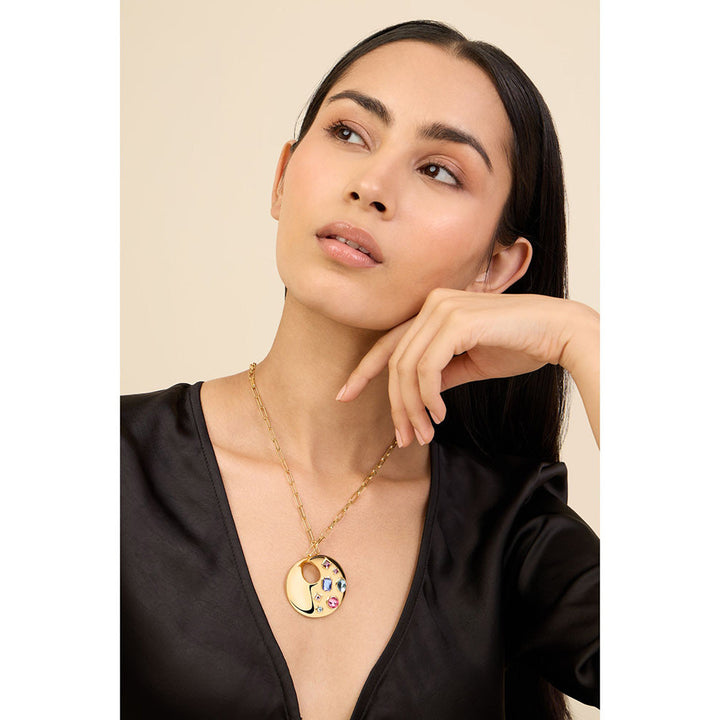 Isharya Multi-Color Peel in 18Kt Gold Plated Necklace